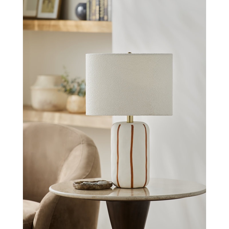 Lampe de table Poelm, H 20,75 po x l 13 po x P 13 po, Crème/orange