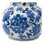 Vase en forme de pot à lait en céramique bleu et blanc avec motif floral et poignée