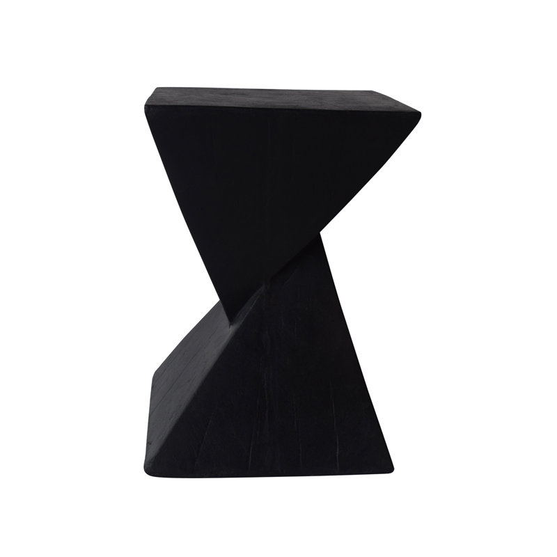 Modern Art Deco Hourglass Side Table - Weather-Resistant Indoor Outdoor End Table For Patio Office Bedroom, Black