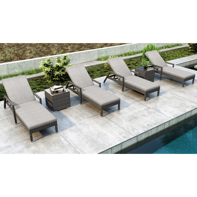 Ballu Outdoor Chaise Lounge Set, Cast Silver Sunbrella®