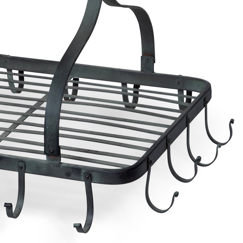 Galvanized Metal and Wood Hanging Pot Rack