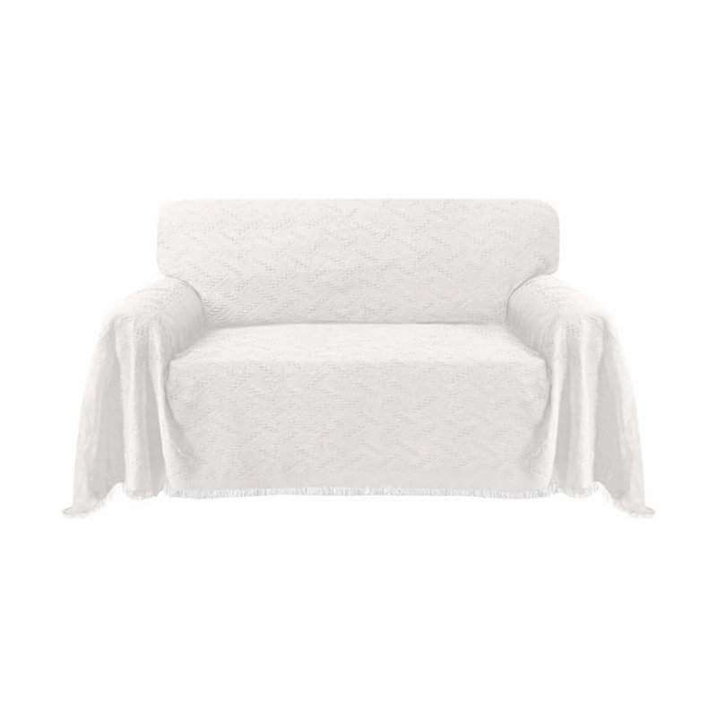 Box Cushion Sofa Slipcover, White
