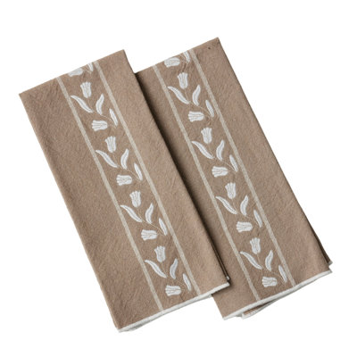 Torchons de cuisine Tulipes intemporelles - Lot de 2 - Blanc