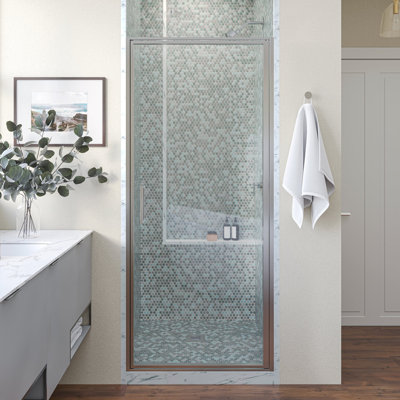 Porte de douche à cadre pivotante Axio en verre trempé transparent
