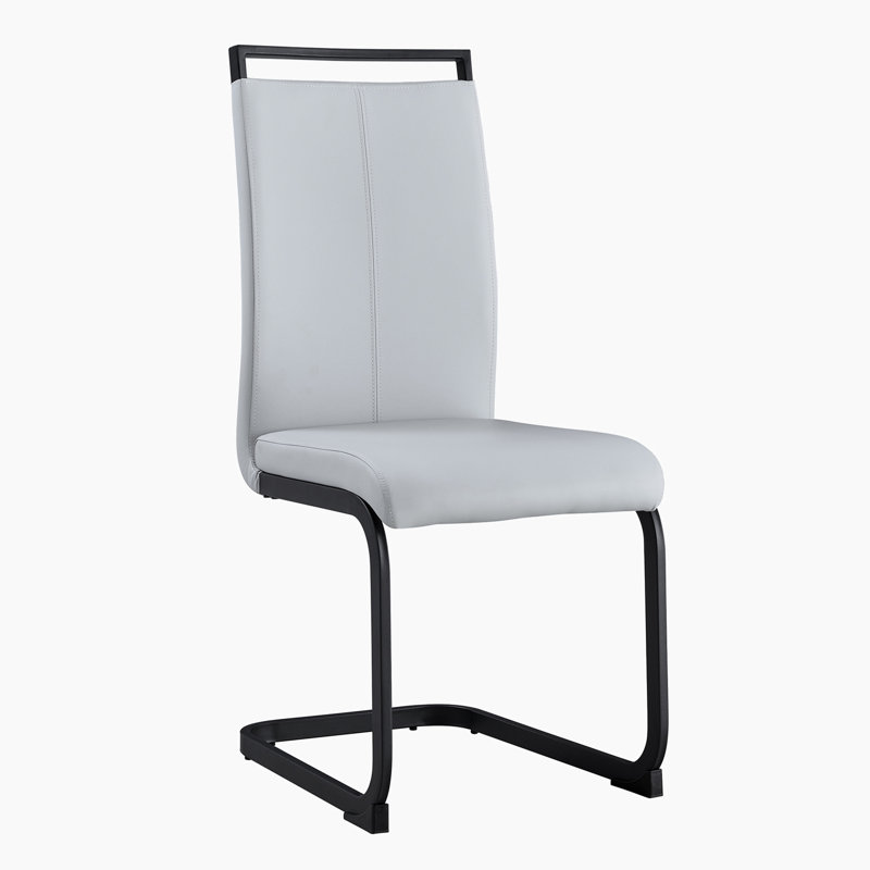 Bamburgh 16.54" Top Leather Dining and Conference Chairs, Black, Black, 4