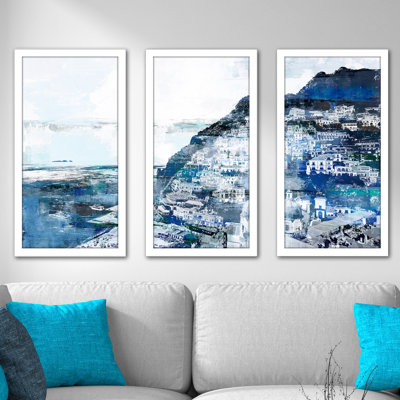 «Positiano, Amalfi Coast I», reproduction d'art graphique multi-pièces encadrée