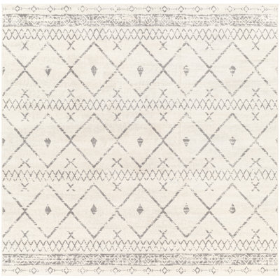 Tapis blanc et gris tissé au métier mécanique Herrod