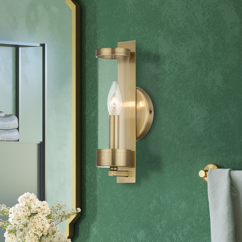 Bernd Steel Candle Wall Light, Antique Brass