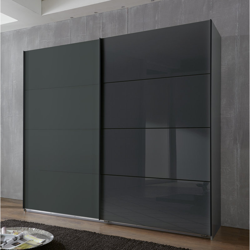 Amdi 2 Door Wardrobe, Black, 210cm H x 225cm W x 65cm D