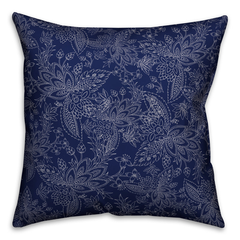Paisley Reversible Throw Pillow, 18" x 18", Pillow Cover, Blue