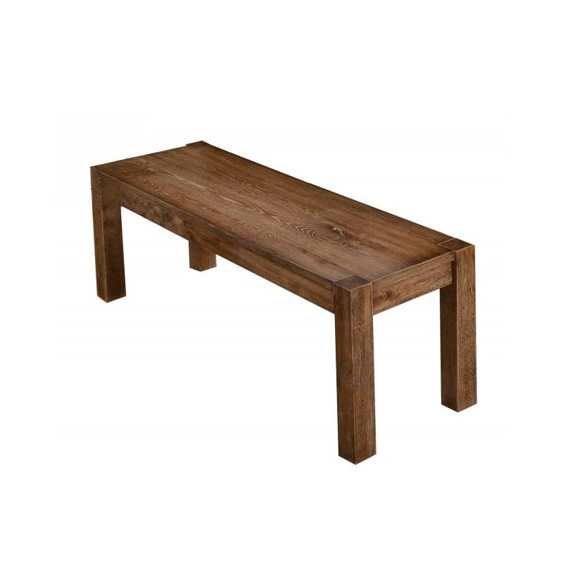 48" Transitional Wood Dining Bench, Driftwood/Natural Oak, Entryway Seating | Gift Idea