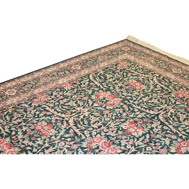 Tapis bleu marine de haute qualité noué à la main