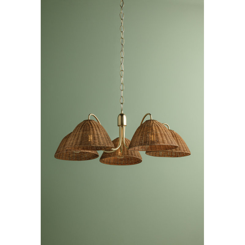 Lustre 5 lumières Katniss, H 13,5 po x l 38,5 po x P 38,5 po, 5