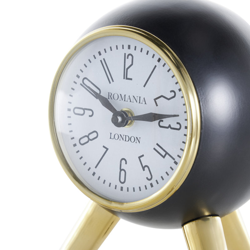Adom Analog Metal Quartz Tabletop Clock, Black
