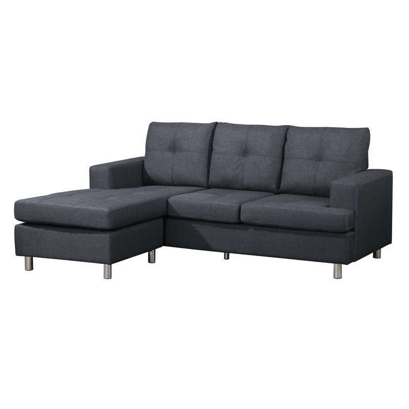 Brethren Upholstered L-Shaped Sectional Reversible, Blue