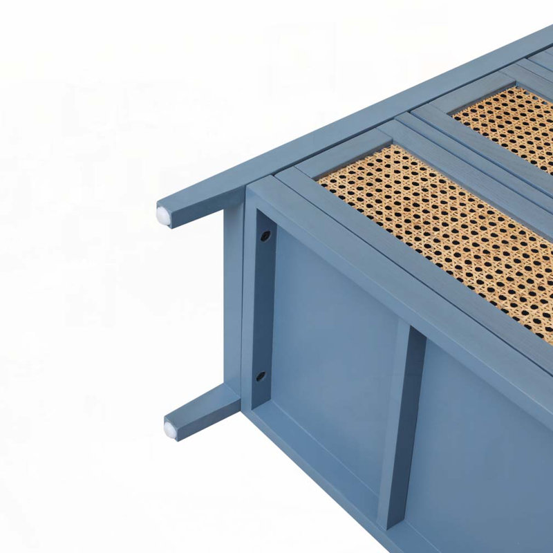 Rattan 3 Drawer Dresser Chset, Blue