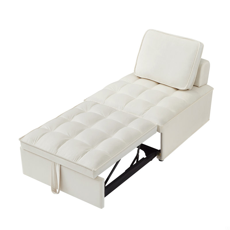 Versatile Convertible Sofa Bed with Plush Pillow and Detachable Back, Ideal for Any Room, White