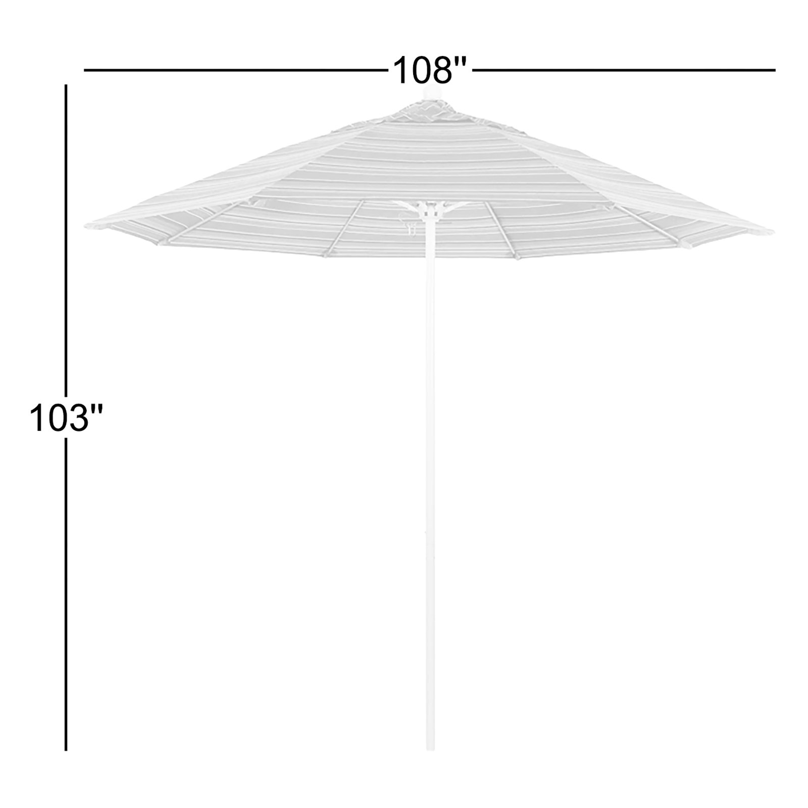 Maria 9' Sunbrella® Umbrella, Dolce Mango Stripe Sunbrella®, White
