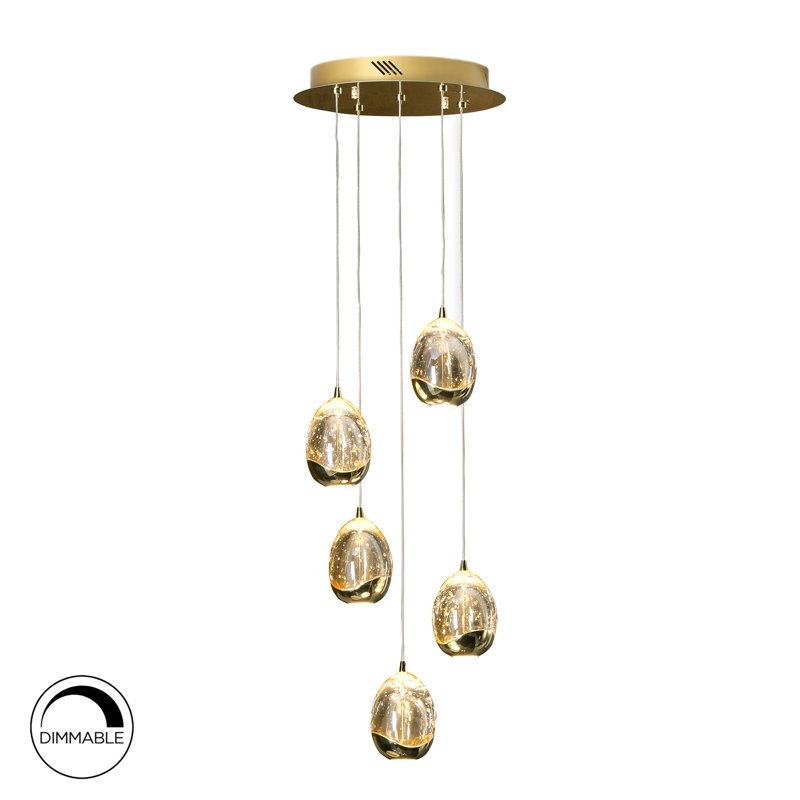 Neher 5 - Light Cluster LED Pendant, Gold