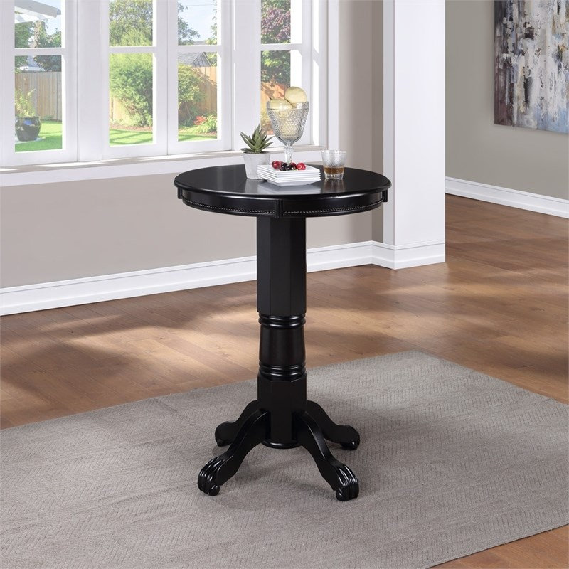 Table bistro en bois franc avec piédestal sculpté 42 po Pembrely Row, Black