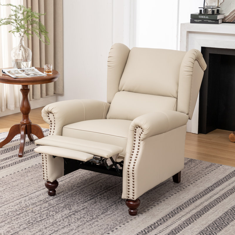 Genuine Leather Recliner, Beige