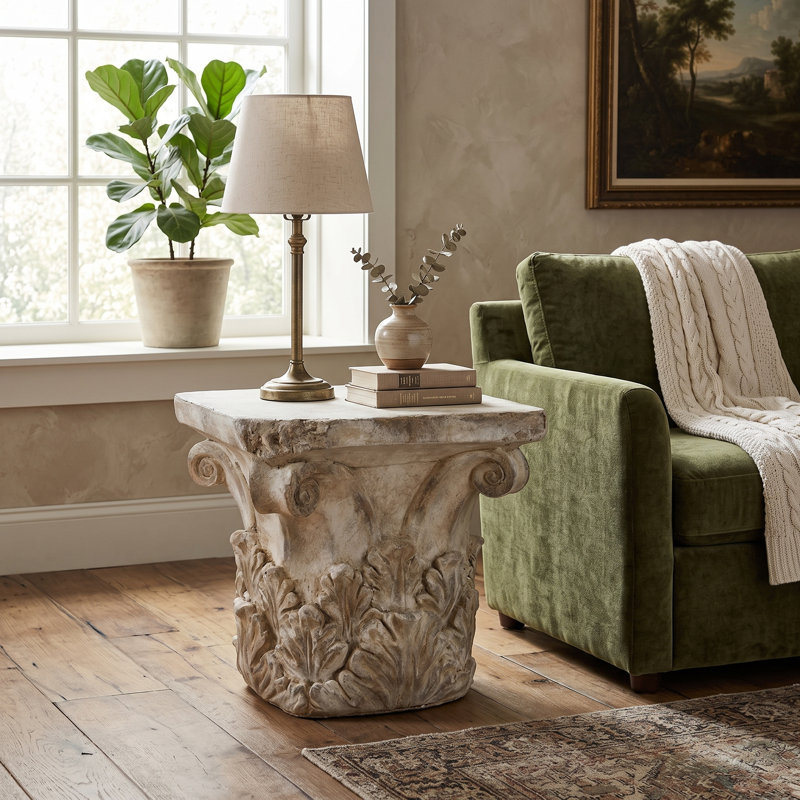 Antique Stone Corinthian Column Pedestal for Indoor and Outdoor Display