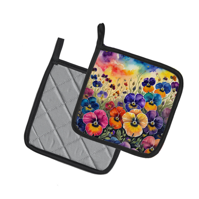 Colourful Pansies Pair of Pot Holders