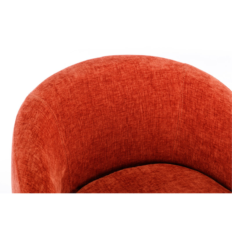 Chaise pivotante en chenille remplie de mousse, orange, avec un élégant tissu d'aspect rembourré pour un siège de soutien