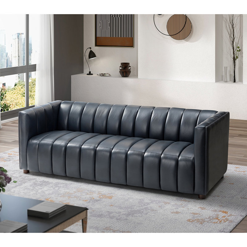 Modern Sofa Ulysses 83" Genuine Leather Sofa