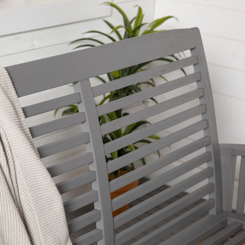 Solid Wood Acacia Outdoor Bench, Grey Wash