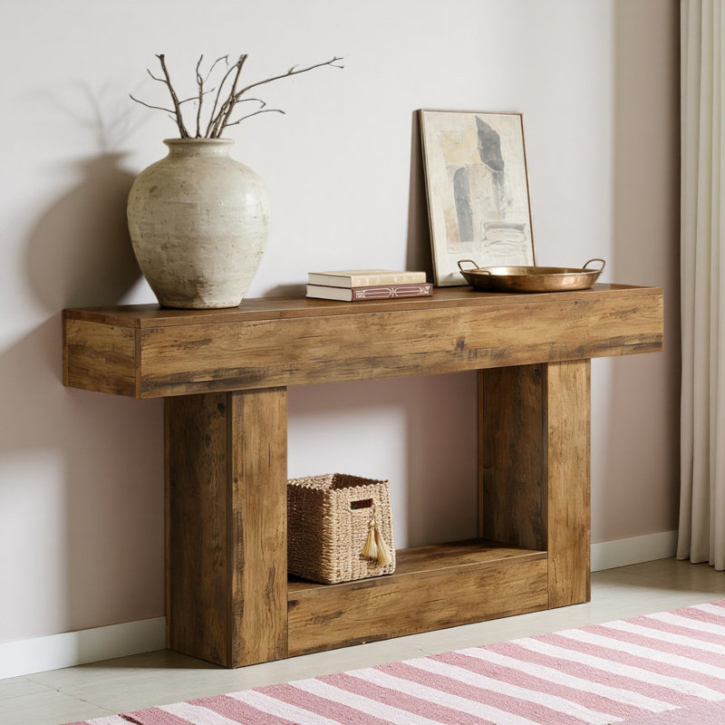2-Tier Hall Table,Sofa Table,Console Table, Rustic Brown