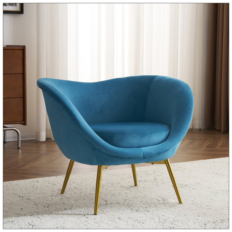Chaise d'appoint rembourrée Manthey, Velours bleu Evan