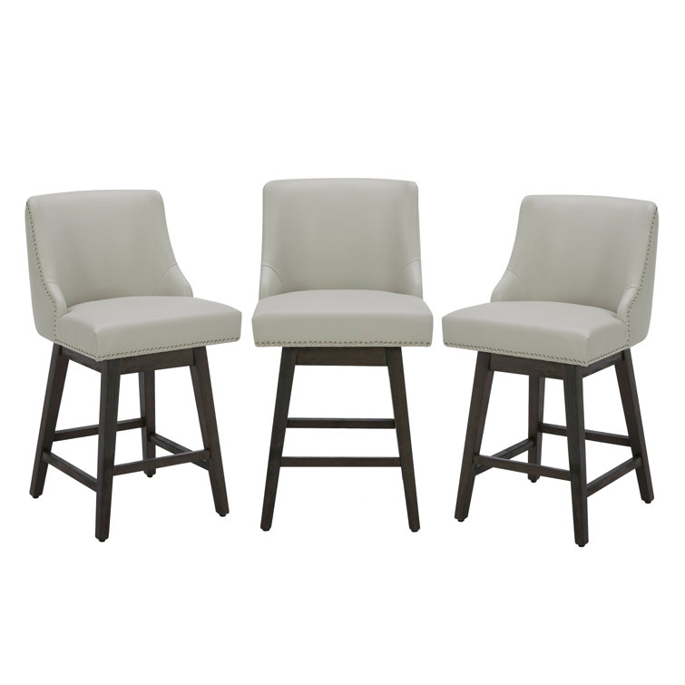 Arvelle Swivel Upholstered Counter Stool with Solid Wood Frame