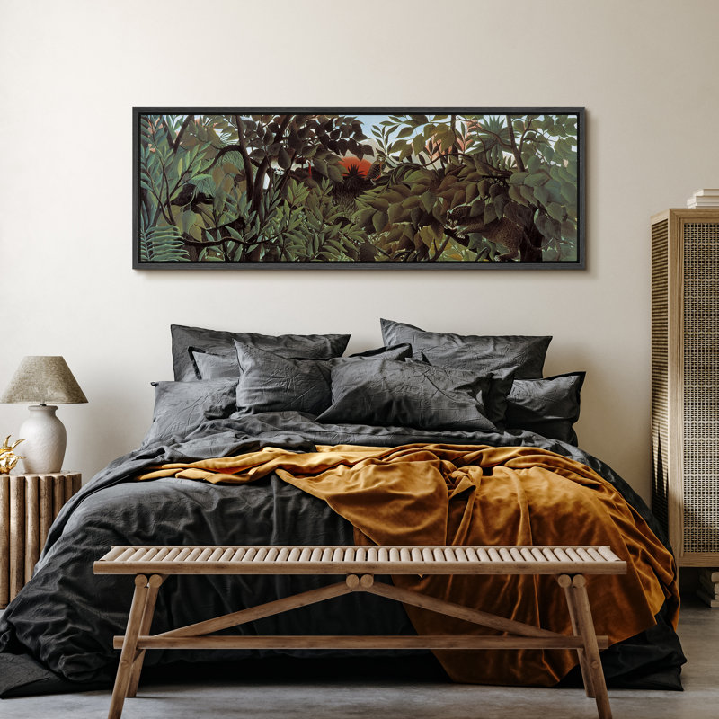 Palmiers tropicaux, jungle tropicale, forêt profonde, bois enchanteur, H 20 po x l 60 po, Noir, noir, noir, noir