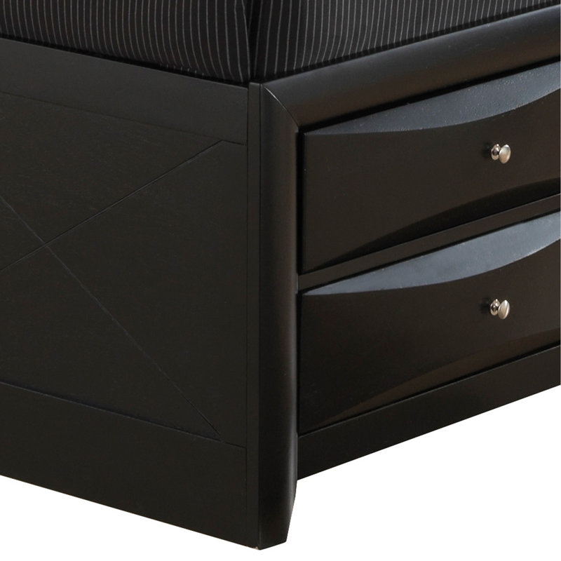 Lit contemporain élégant avec rangement, Noir, noir, noir, noir, Très grand lit