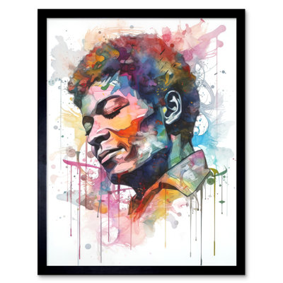 Katonah Male Portrait Face Closed Eyes Listening To Music - Single Picture Frame Print