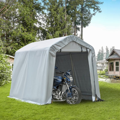 Garage portatif Carport, tente de rangement robuste, abri de rangement pour patio avec housse en polyéthylène anti-UV et portes à double fermeture à glissière, pour outils de jardin pour motos et motos