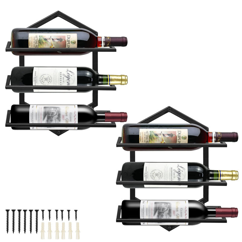 Mukai Wall Mounted Wine Bottle Rack Black