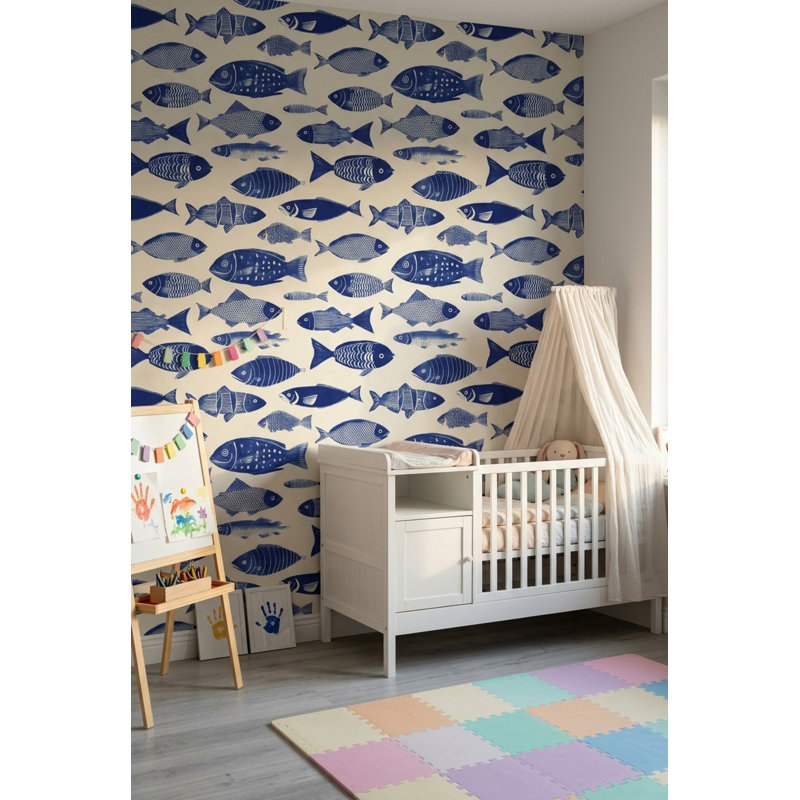 Papier peint poisson, Non tissé, non collé
