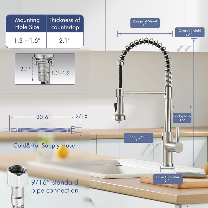 Touchless Kitchen Faucet with Pull Down Sprayer, Motion Sensor Smart Hands-Free Activated Single Hole Spring Faucet for Kitchen Sink