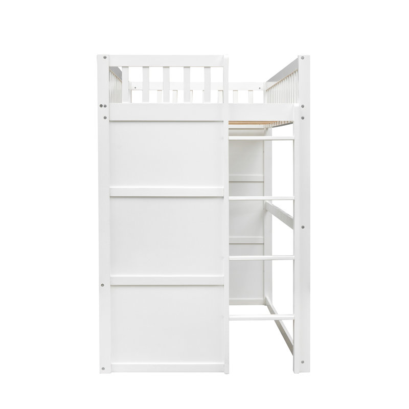Élégant lit mezzanine simple - blanc et gris, Blanc / Gris