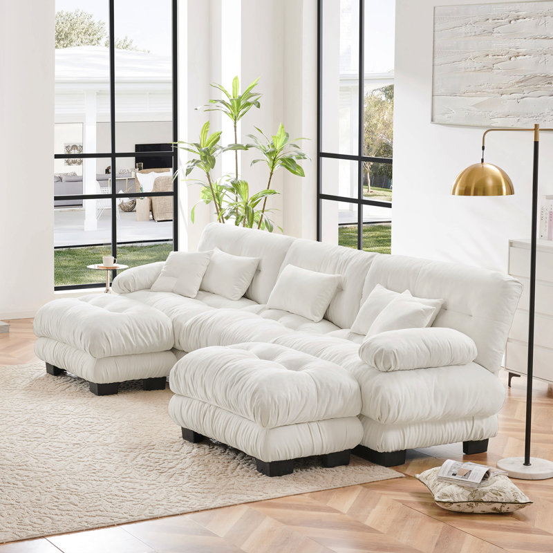 Canapé modulaire Luxury Luxury, Chenille blanche