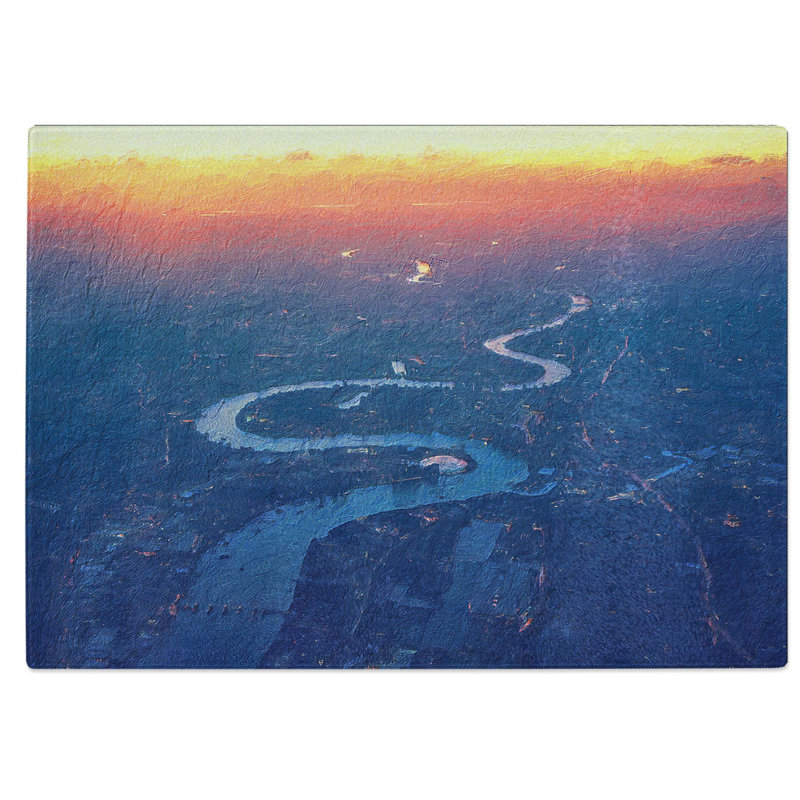 Glass London City Skyline & The River Thames Chopping Board, 28.5 cm W x 20 cm L