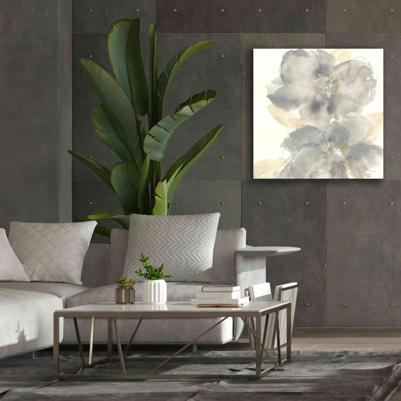 «Floral Gray II» par Chris Paschke, estampe numérique sur toile, H 37 po x l 37 po x P 1,5 po