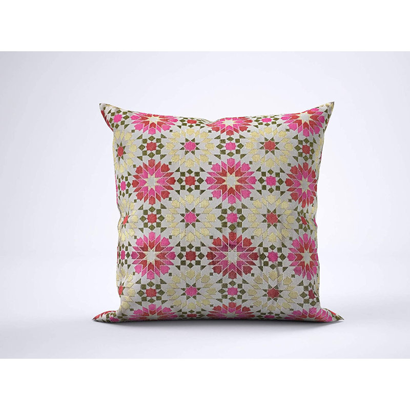 Dungorbery Geometric Square Cushion Cover, Pink