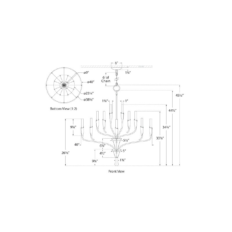 Chapman & Myers Aiden Large Chandelier, Aged Iron