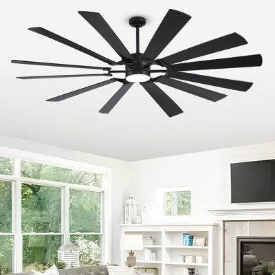 Ventilateur de plafond 72 pouces avec lumière, moulin industriel de 72 pouces, ventilateur puissant CFM élevé, moteur à courant continu silencieux, télécommande, réversible à 6 vitesses, DEL 3CCT à intensité variable avec fonction mémoire