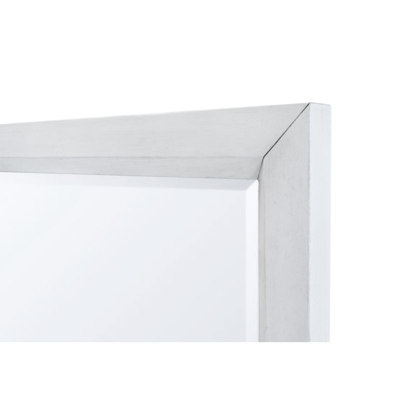 Point Breeze - Rectangular Dresser Mirror - Fresh White Finish w/ Soft Grey Glaze