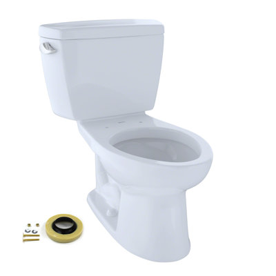 Eco Drake® Two-Piece Elongated 1.28 GPF Universal Height Toilet For 10 Inch Rough-In With Wax Ring and Toilet Mounting Bolts (Seat Not Included)