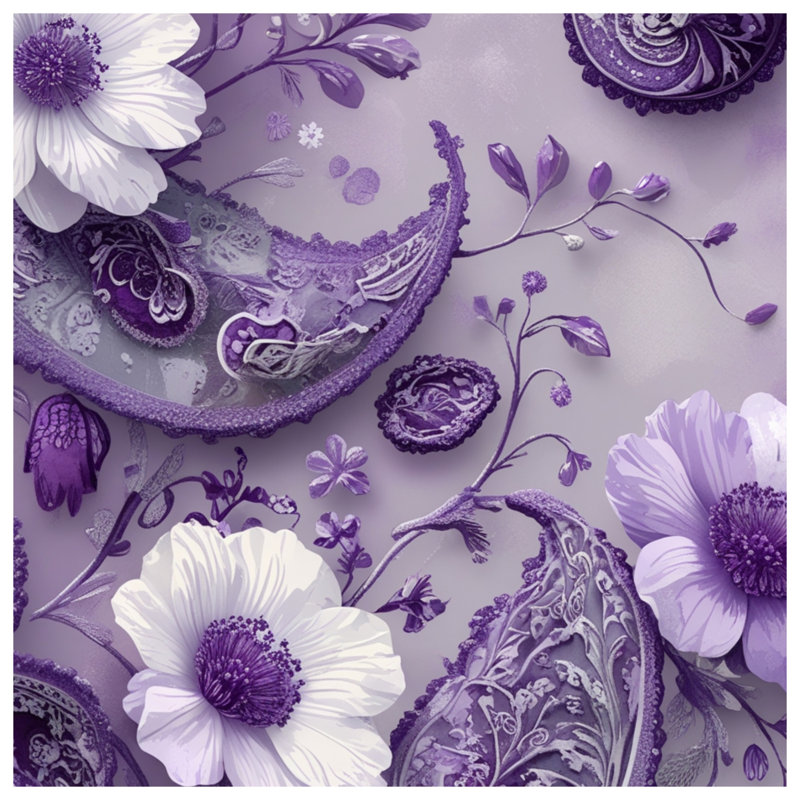 Couvertures mauves à motif floral cachemire, 50in W x 60in H